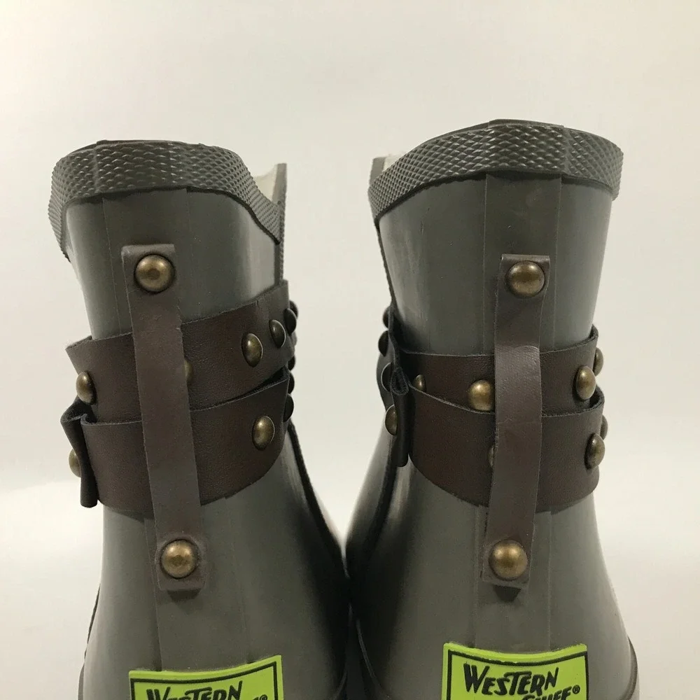 Western Chief Lodge Grey Rubber Rain Boots Womens US 9 Ankle Waterproof Booties‎